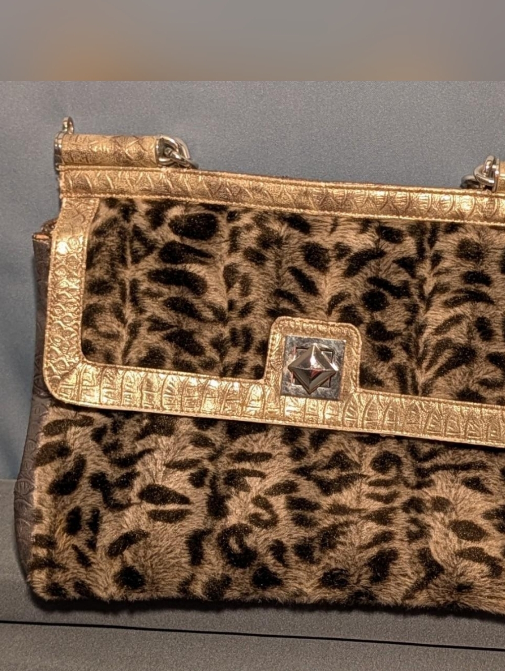 Adrienne Landau Leopard & Croc Satchel